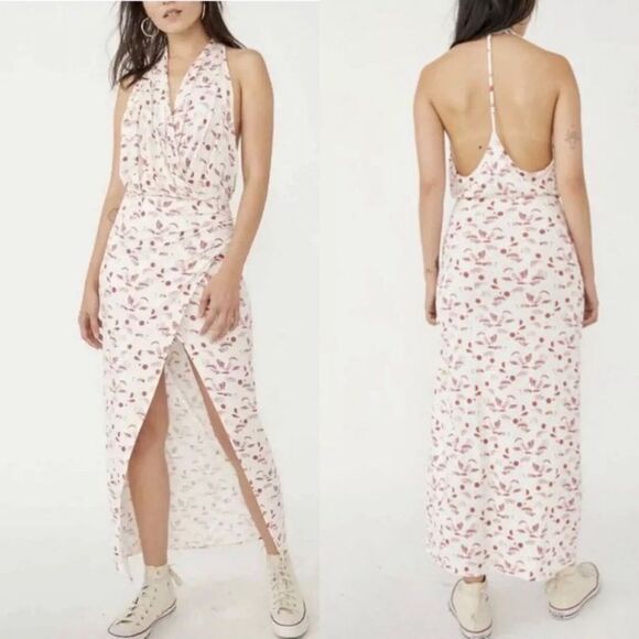 Free People Daria Floral Halter Racerback Split Maxi Dress - Picture 1 of 7
